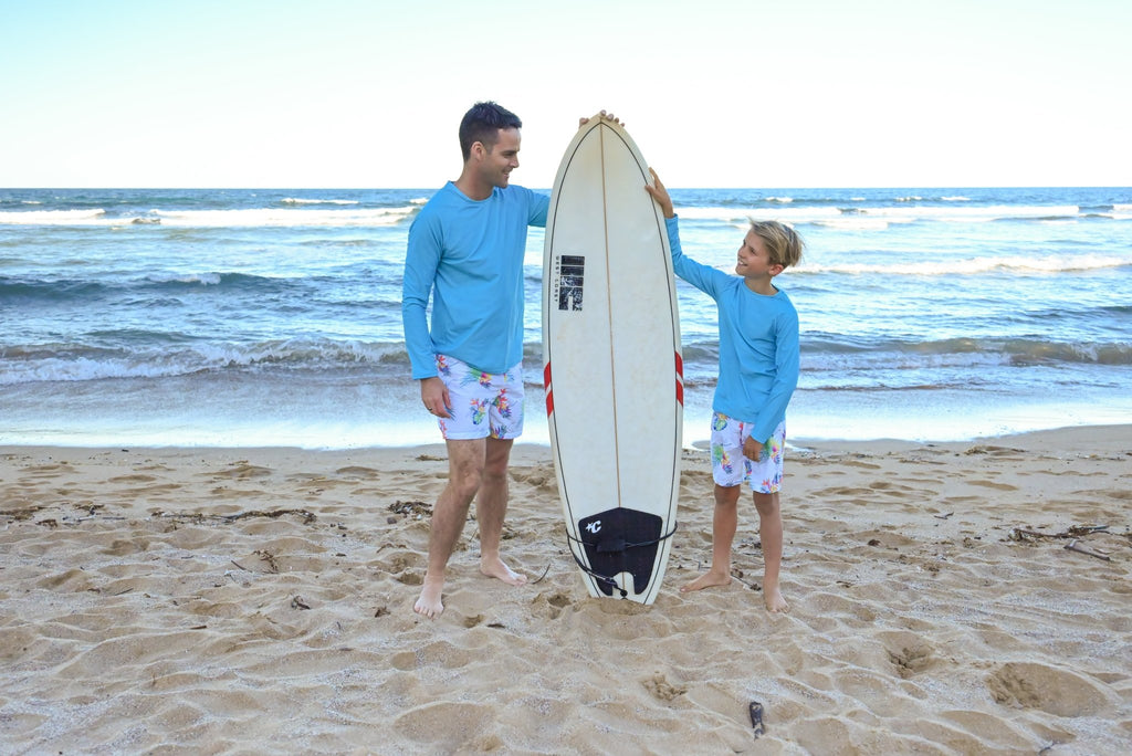 Adult Rash Guard Top - Arafura (Light Blue, Relaxed Fit) - Tribe Tropical