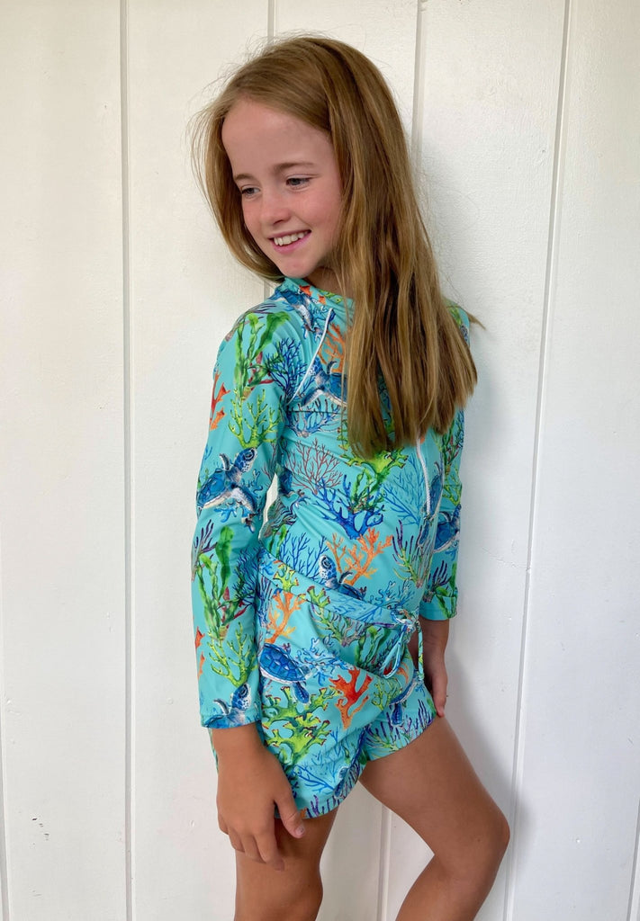 Girls Swim / Active Shorts with Tie - Lady Elliot - Tribe Tropical