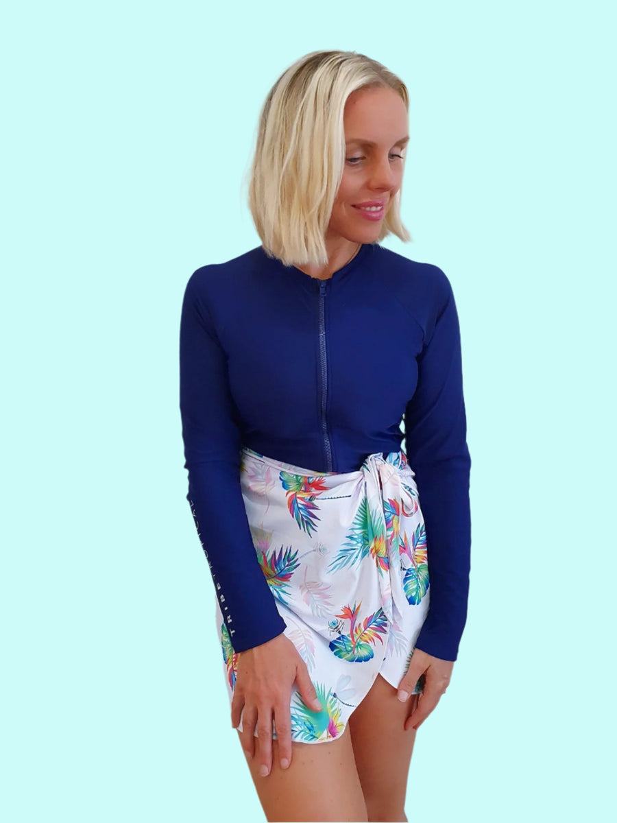 Sarong Zwemrokje in Zwart Mini Rib main image 0