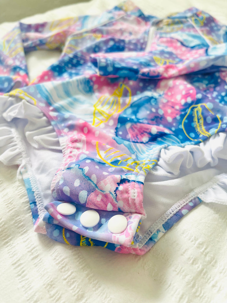 Baby / Toddler Swimsuit With Snaps (Nappy Change) - Shelly Beach - Tribe Tropical