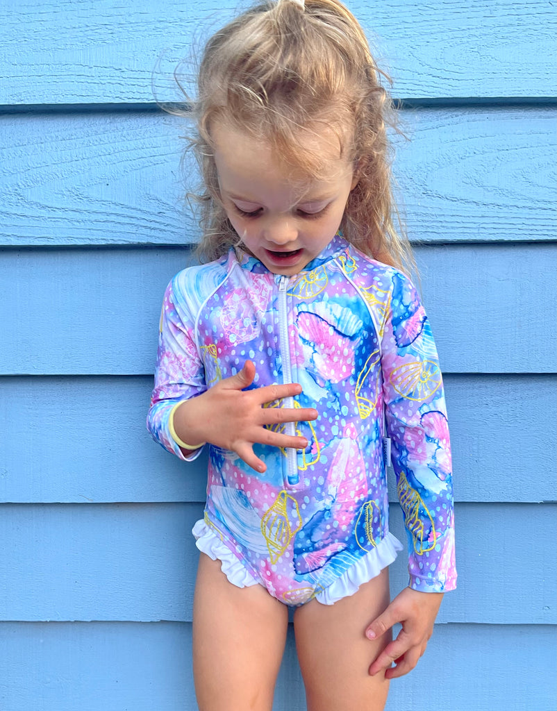 Baby / Toddler Swimsuit With Snaps (Nappy Change) - Shelly Beach - Tribe Tropical