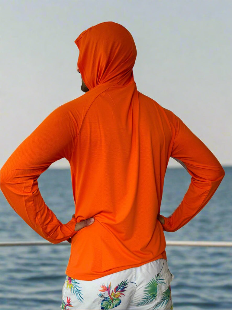 Adult Long - Sleeve Sun Hoodie - Bright Orange (Relaxed Fit) - Tribe Tropical