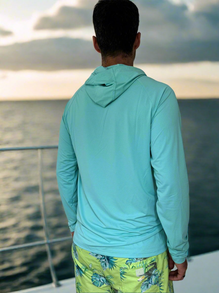 Adult Long - Sleeve Sun Hoodie - Light Turquoise Blue (Relaxed Fit) - Tribe Tropical