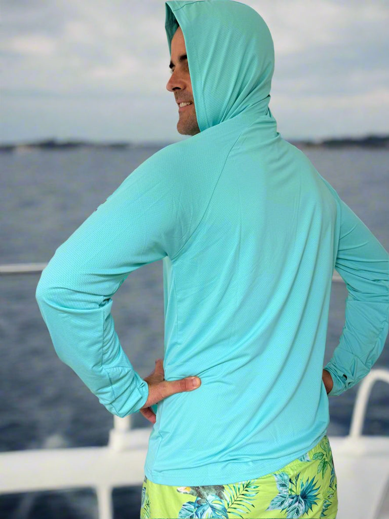 Adult Long - Sleeve Sun Hoodie - Light Turquoise Blue (Relaxed Fit) - Tribe Tropical