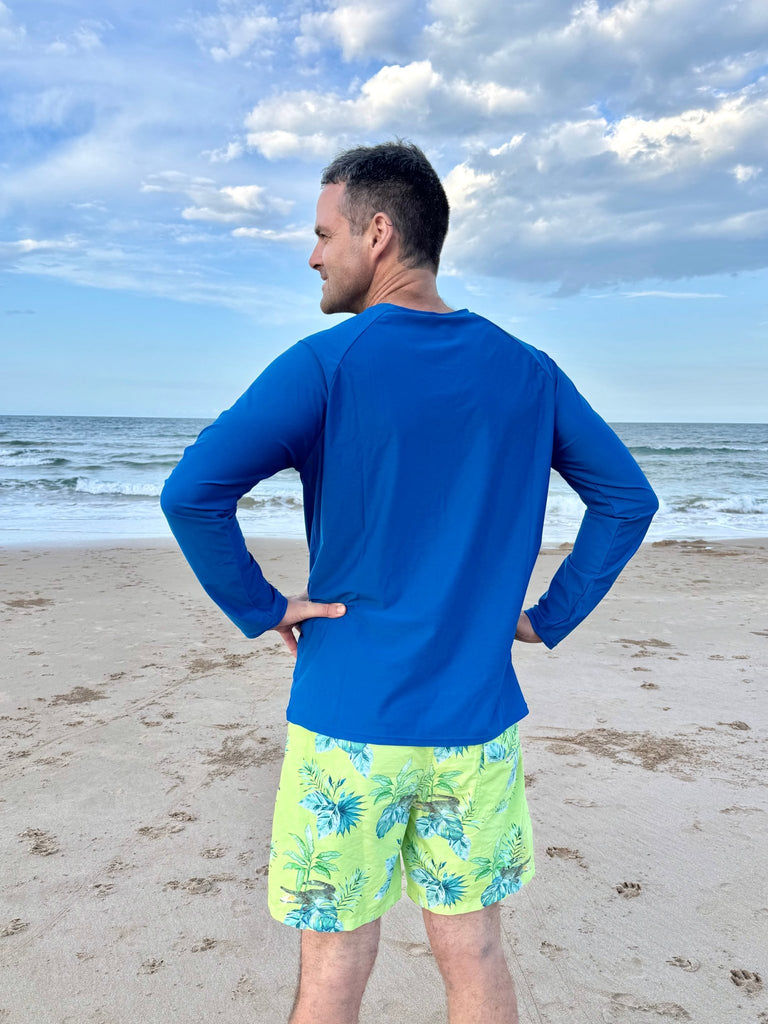 Adult Rash Guard Top - Marine Blue (Relaxed Fit) - Tribe Tropical