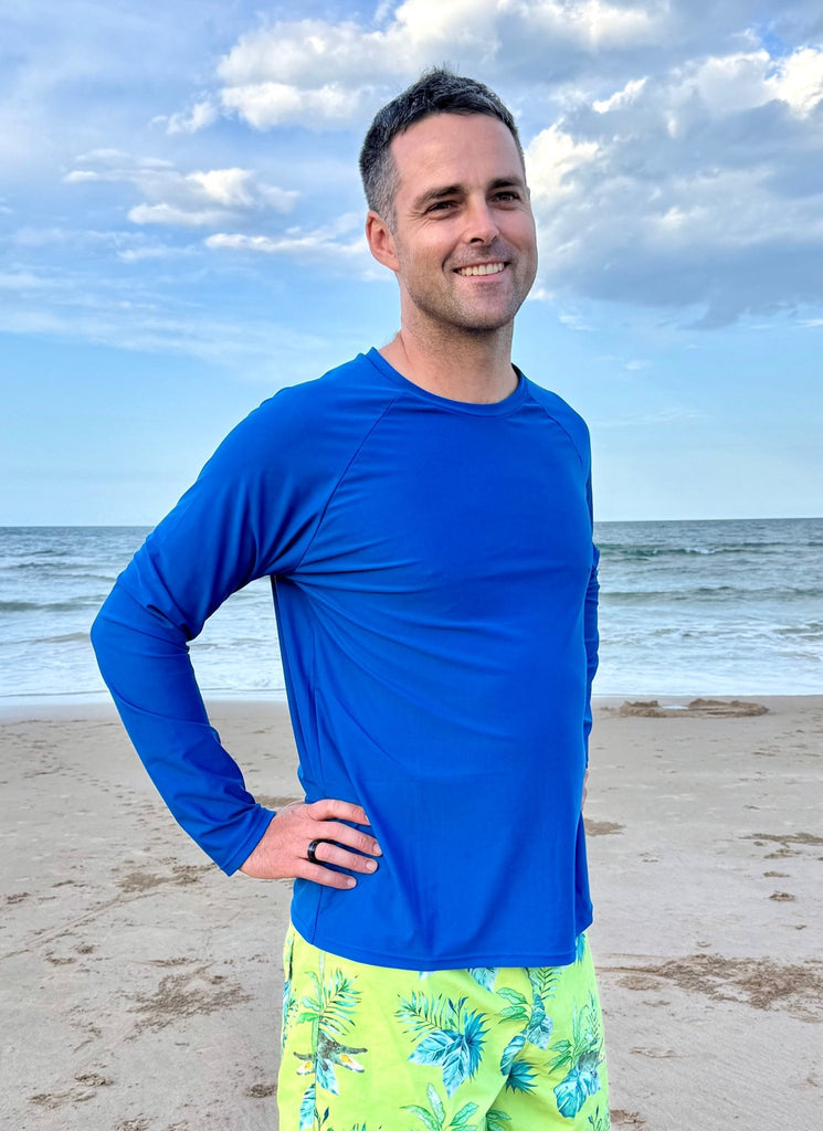 Adult Rash Guard Top - Marine Blue (Relaxed Fit) - Tribe Tropical