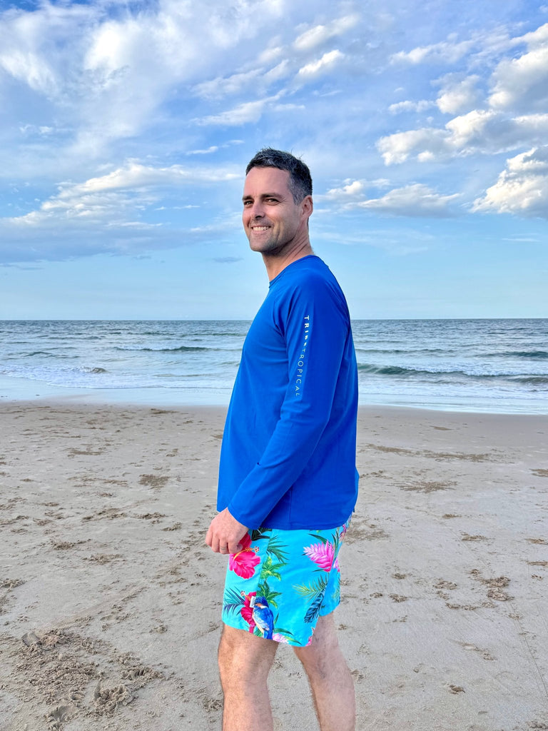 Adult Rash Guard Top - Marine Blue (Relaxed Fit) - Tribe Tropical