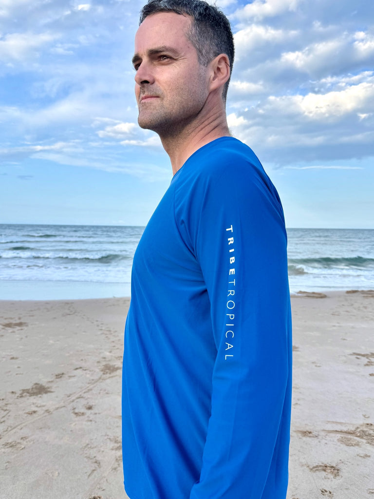 Adult Rash Guard Top - Marine Blue (Relaxed Fit) - Tribe Tropical