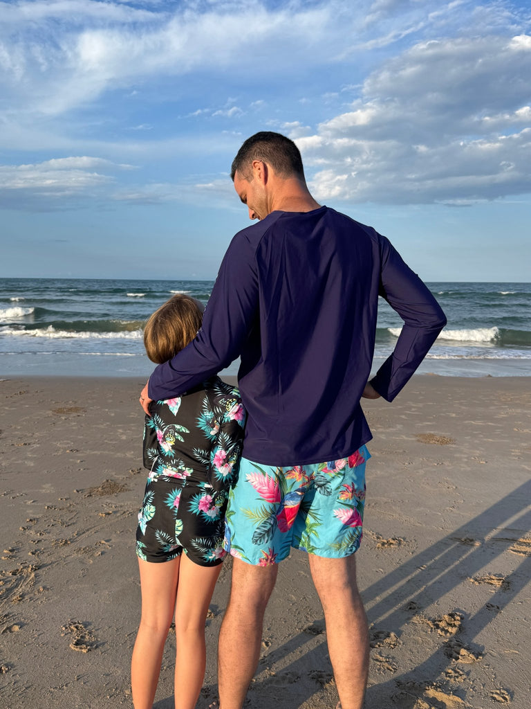 Adult Rash Guard Top - Navy Blue V2 (Relaxed Fit) - Tribe Tropical