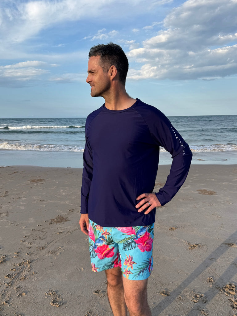Adult Rash Guard Top - Navy Blue V2 (Relaxed Fit) - Tribe Tropical