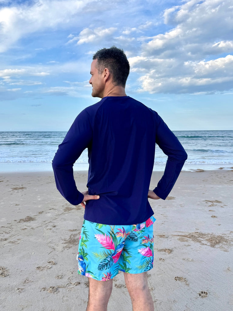 Adult Rash Guard Top - Navy Blue V2 (Relaxed Fit) - Tribe Tropical