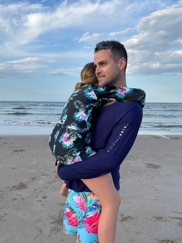 Adult Rash Guard Top - Navy Blue V2 (Relaxed Fit) - Tribe Tropical