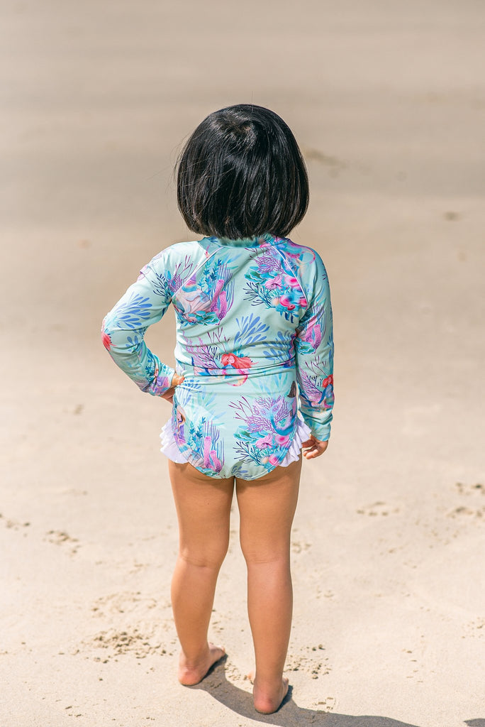 Baby / Toddler Swimsuit With Snaps (Nappy Change) - Mermaid Waters - Tribe Tropical