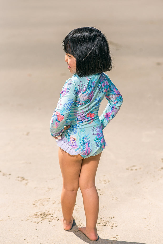 Baby / Toddler Swimsuit With Snaps (Nappy Change) - Mermaid Waters - Tribe Tropical