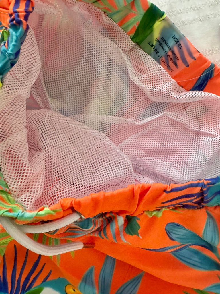 Boys Board Shorts - Finch Fiesta | Neon Orange - Tribe Tropical