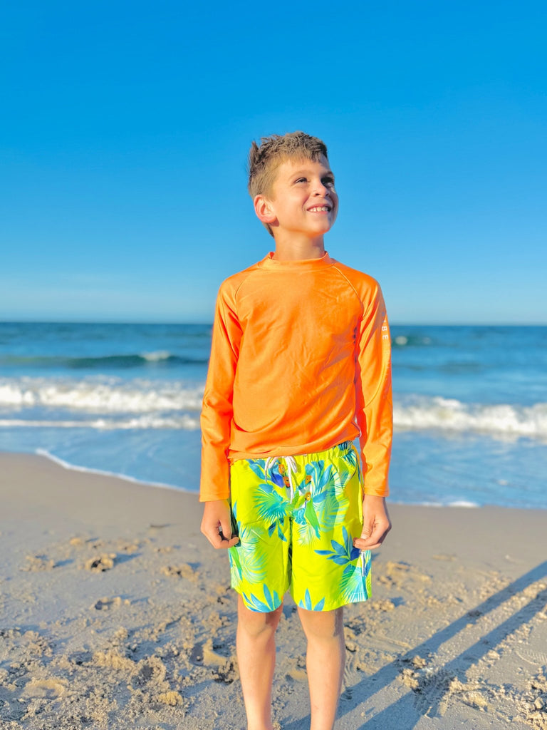 Boys Board Shorts - Finch Fiesta | Neon Yellow - Tribe Tropical