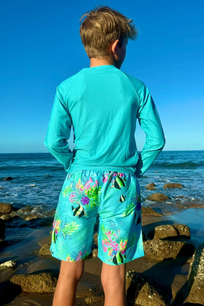 Boys Board Shorts - Marine Mirage - Tribe Tropical