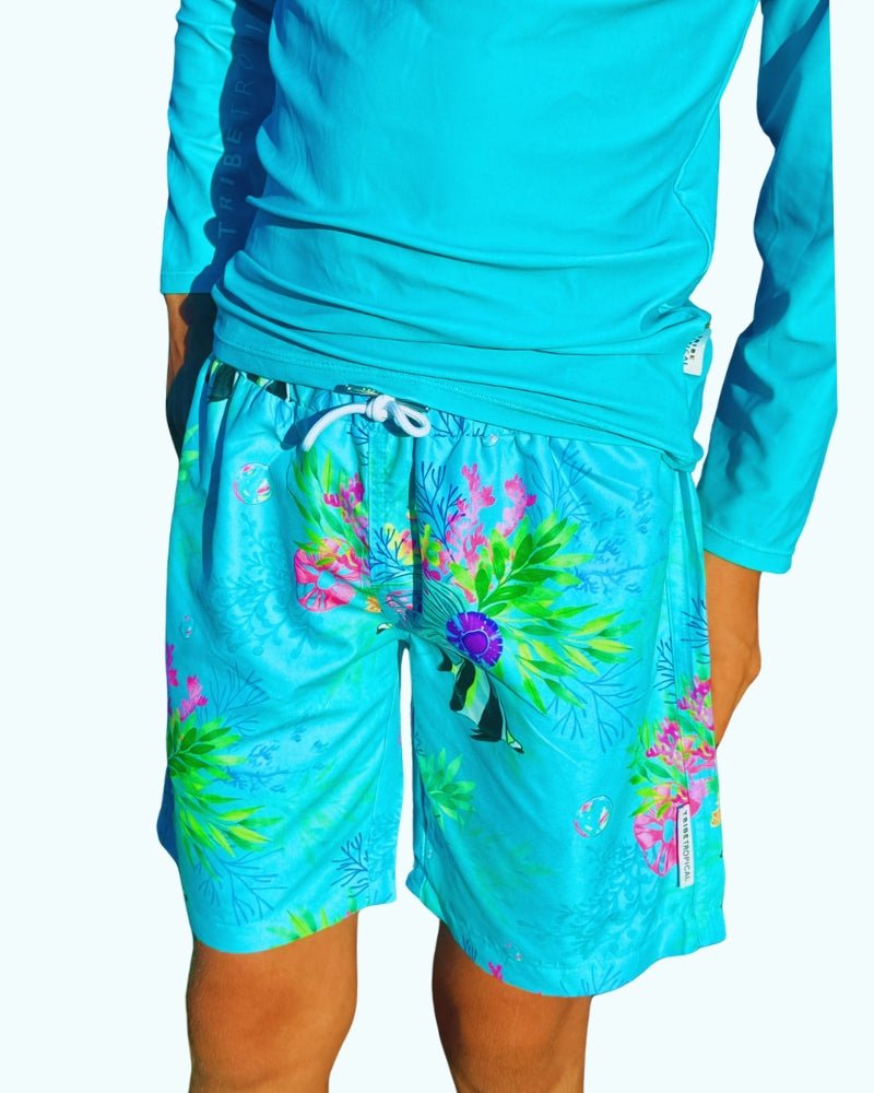 Boys Board Shorts - Marine Mirage - Tribe Tropical