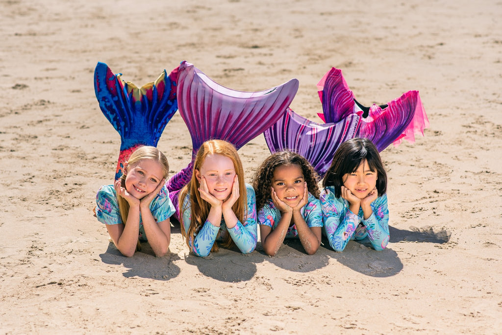 Girls Long Sleeve Swimsuit - Mermaid Waters - Tribe Tropical