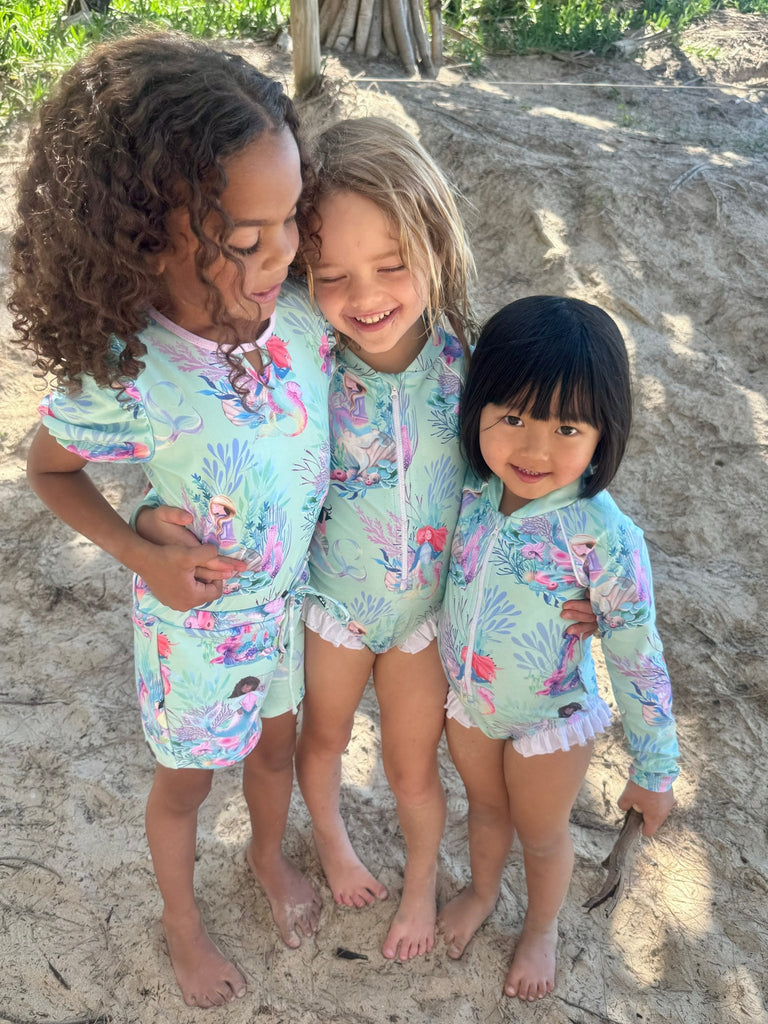 Girls Long Sleeve Swimsuit - Mermaid Waters - Tribe Tropical