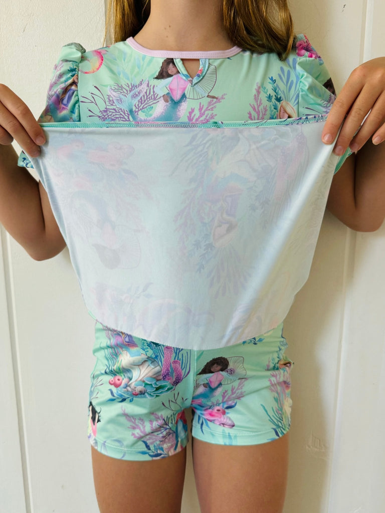 Girls Swim / Active Skort - Mermaid Waters - Tribe Tropical