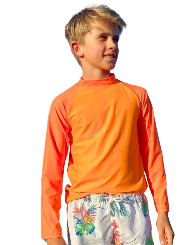 Kids Rash Guard Top - Tribe Tropical | Neon Orange (Unisex) - Tribe Tropical