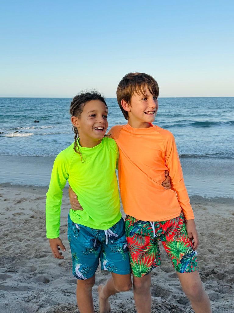 Kids Rash Guard Top V2 - Neon Orange (Unisex) - Tribe Tropical