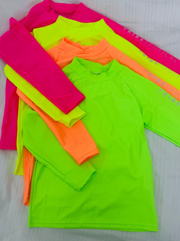 Kids Rash Guard Top V2 - Neon Orange (Unisex) - Tribe Tropical