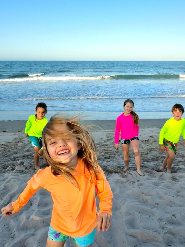 Kids Rash Guard Top V2 - Neon Orange (Unisex) - Tribe Tropical