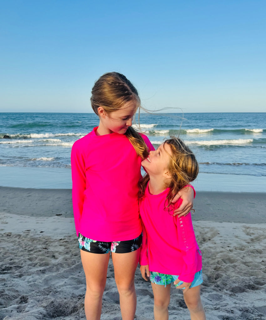 Kids Rash Guard Top V2 - Neon Pink (Unisex) - Tribe Tropical