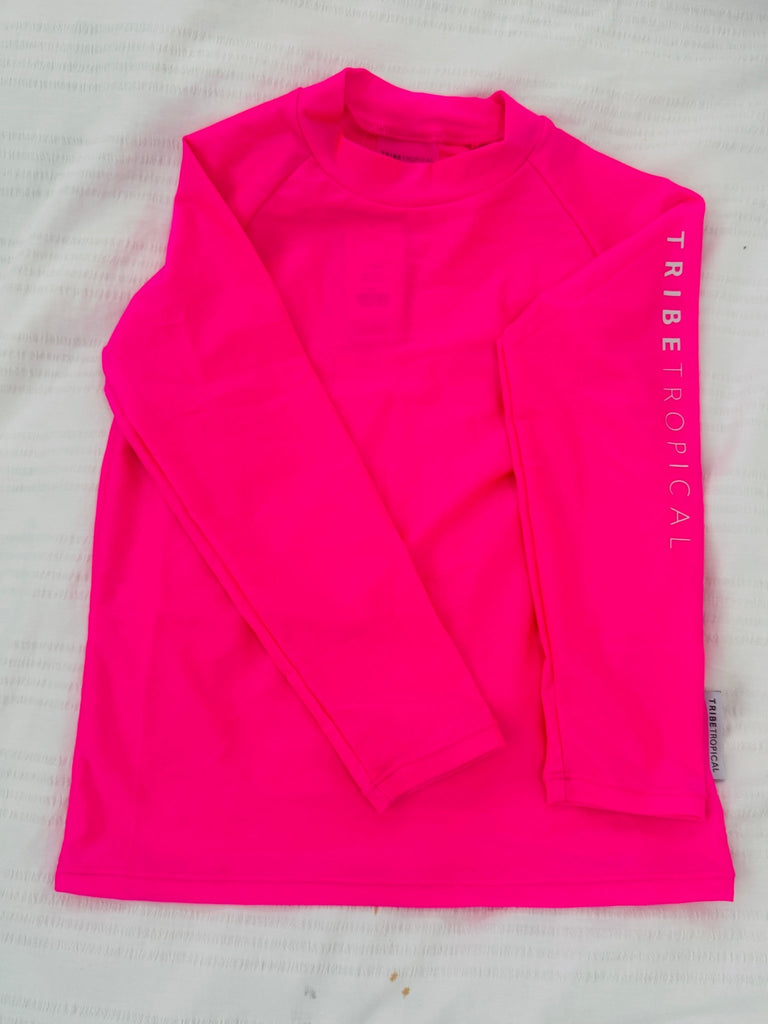 Kids Rash Guard Top V2 - Neon Pink (Unisex) - Tribe Tropical