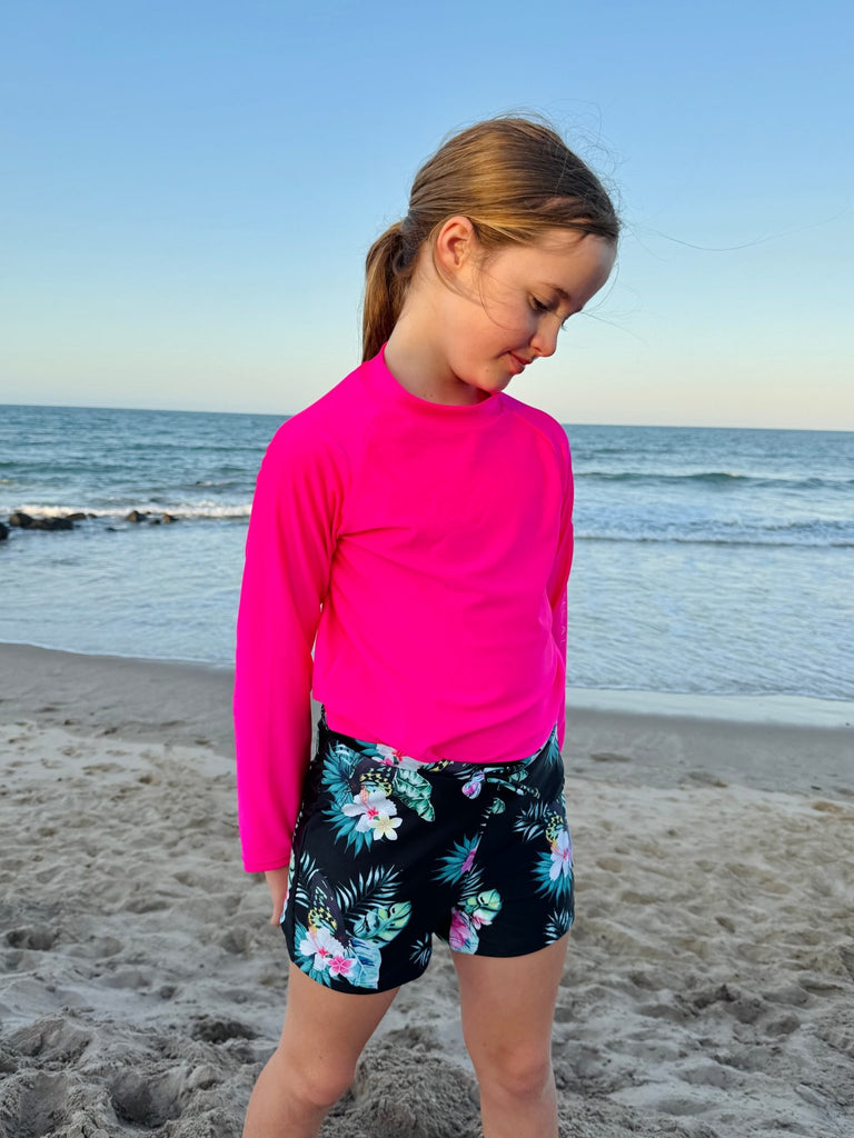 Kids Rash Guard Top V2 - Neon Pink (Unisex) - Tribe Tropical