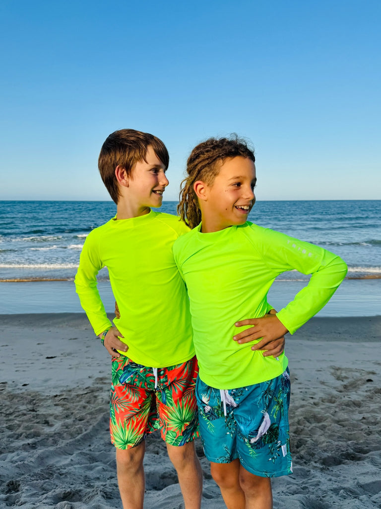 Kids Rash Guard Top V2 - Neon Yellow (Unisex) - Tribe Tropical