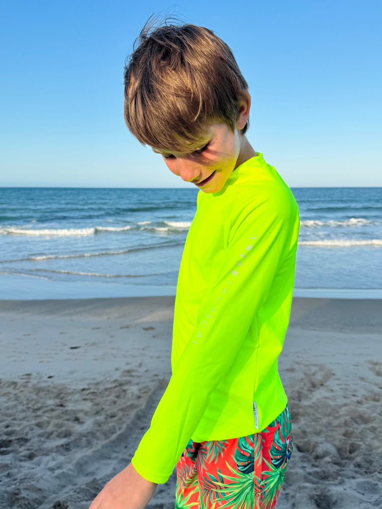Kids Rash Guard Top V2 - Neon Yellow (Unisex) - Tribe Tropical