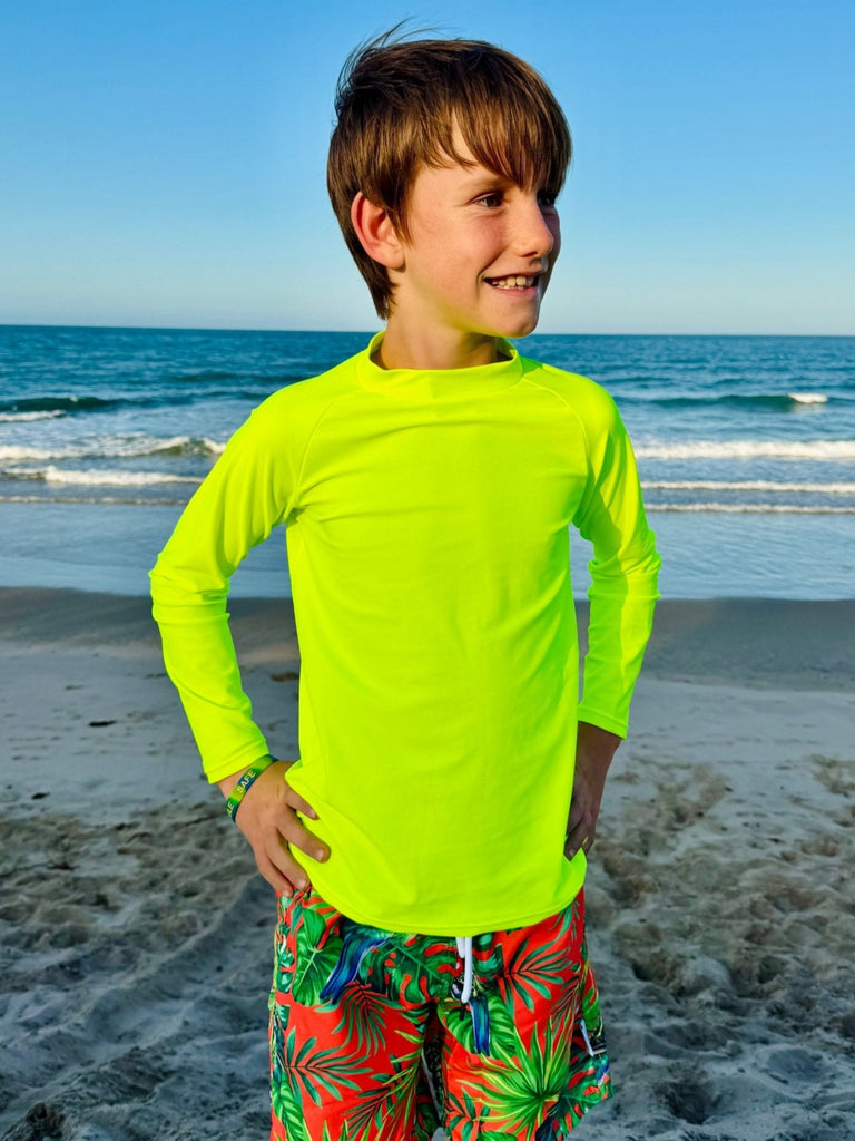 Kids Rash Guard Top V2 - Neon Yellow (Unisex) - Tribe Tropical