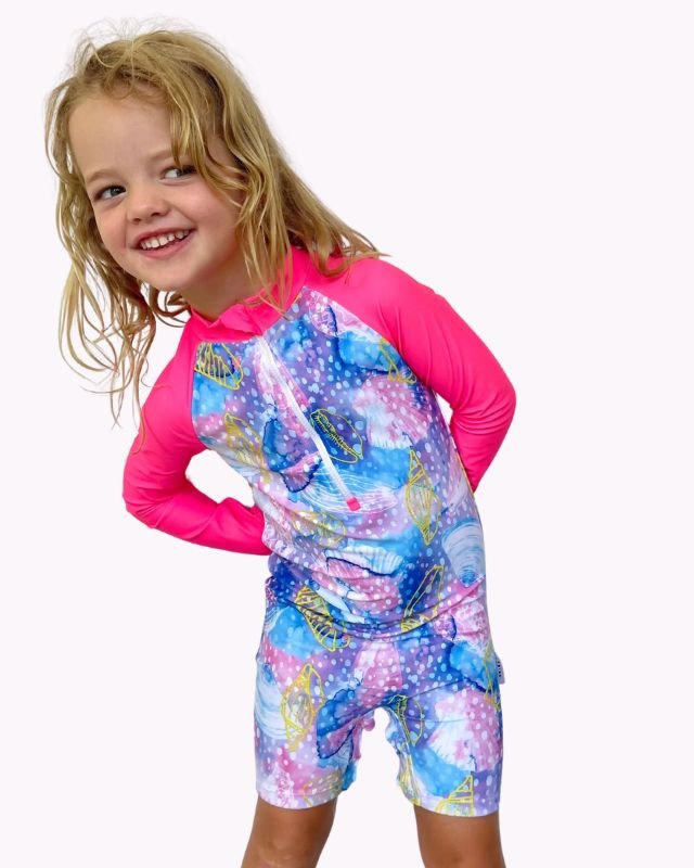 Toddler UV Suit With Snaps - Shelly Beach - Tribe Tropical