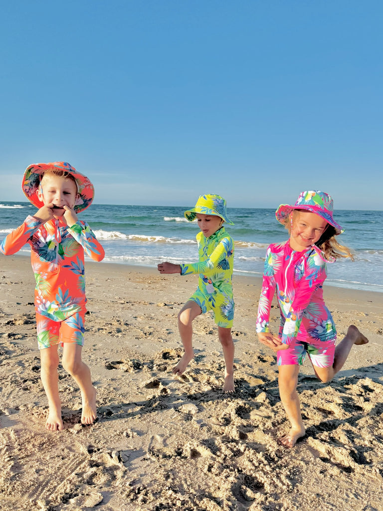 Wide Brim Swim Hat - Finch Fiesta | Bright Pink - Tribe Tropical