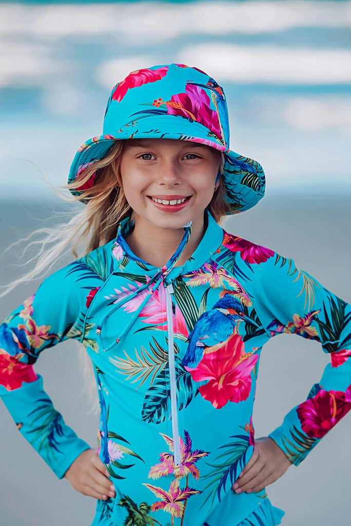 Wide Brim Swim Hat - Kingfisher Cove - Tribe Tropical