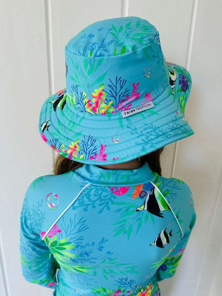 Wide Brim Swim Hat - Marine Mirage - Tribe Tropical