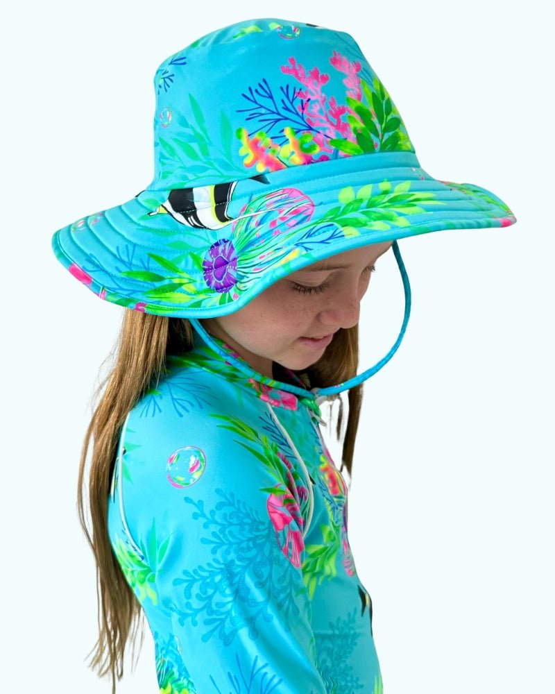 Wide Brim Swim Hat - Marine Mirage - Tribe Tropical