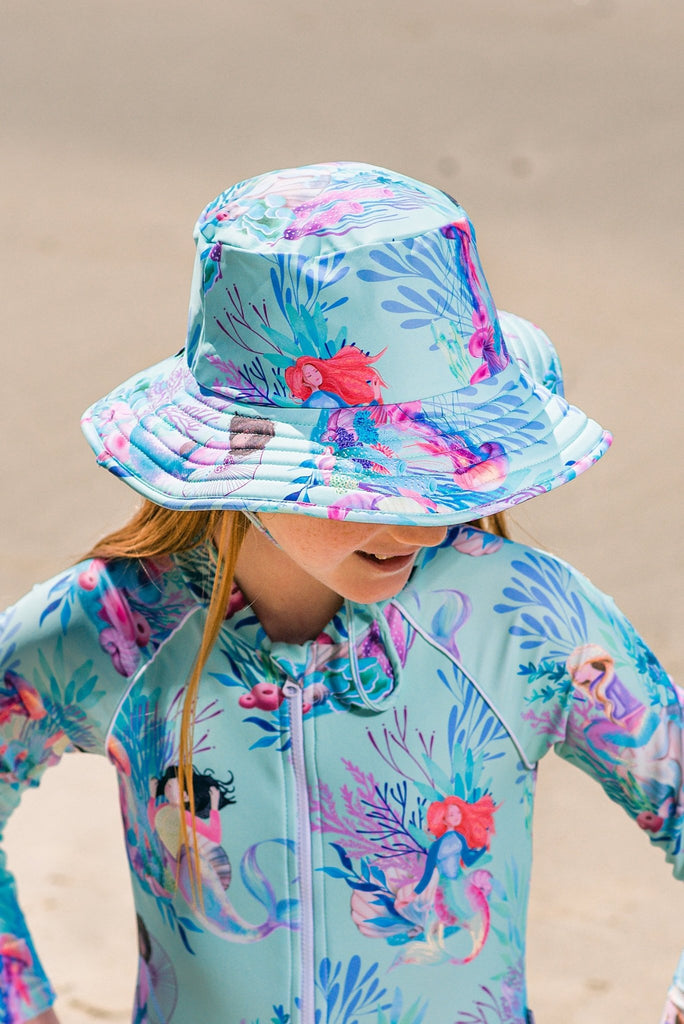 Wide Brim Swim Hat - Mermaid Waters (Medium) - Tribe Tropical