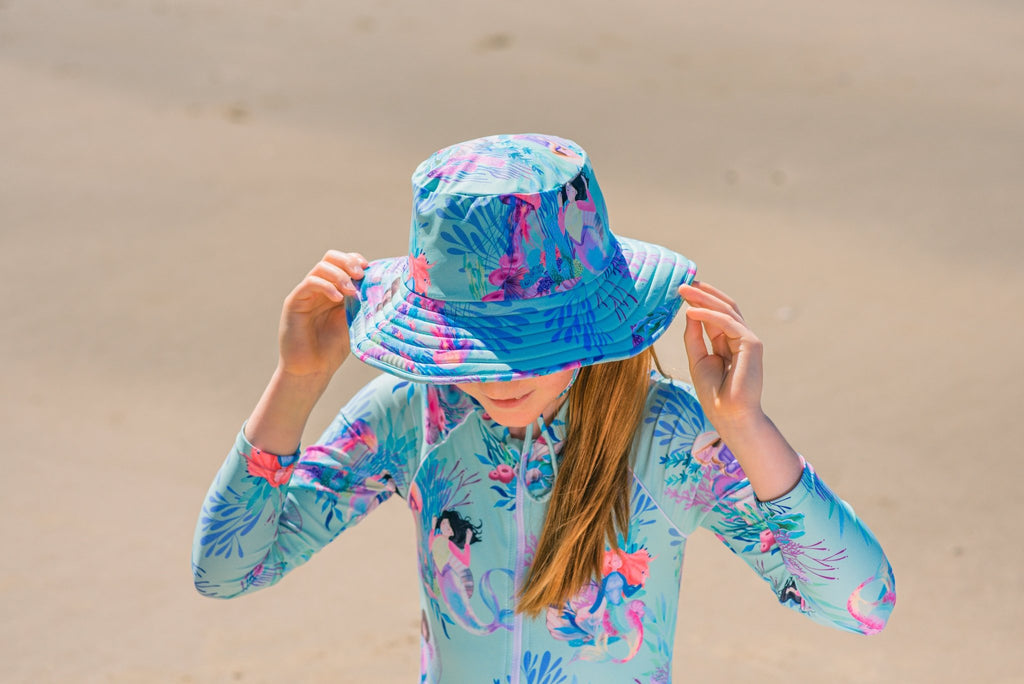 Wide Brim Swim Hat - Mermaid Waters - Tribe Tropical