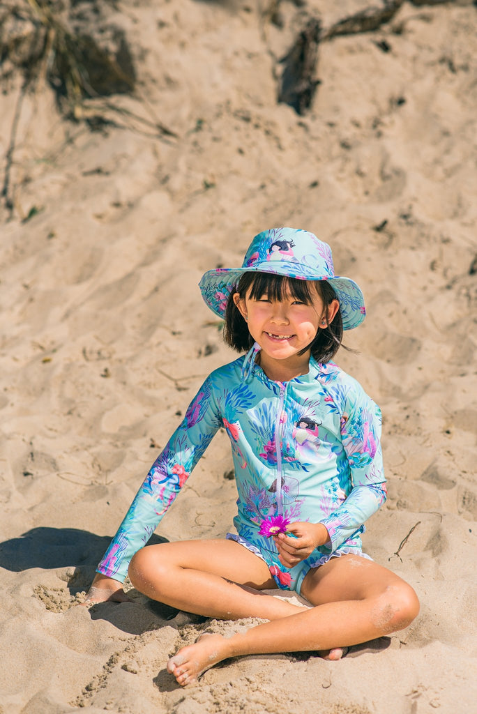 Wide Brim Swim Hat - Mermaid Waters - Tribe Tropical