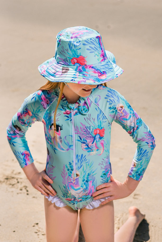 Wide Brim Swim Hat - Mermaid Waters - Tribe Tropical