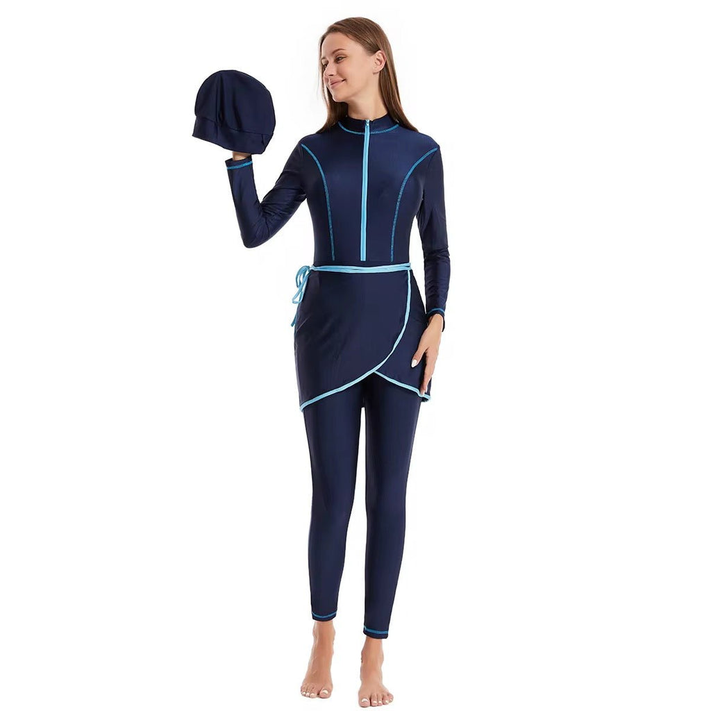 Women’s Full Body UV Paddle Suit & Skirt - Navy Blue - Tribe Tropical