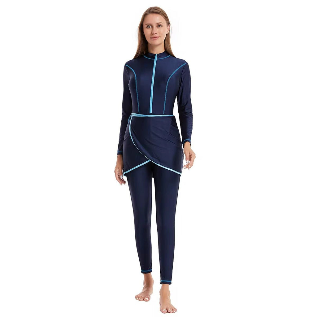 Women’s Full Body UV Paddle Suit & Skirt - Navy Blue - Tribe Tropical