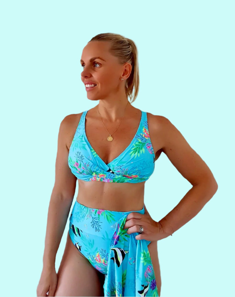 Women's High - Waisted Bikini Bottom - Marine Mirage - Tribe Tropical