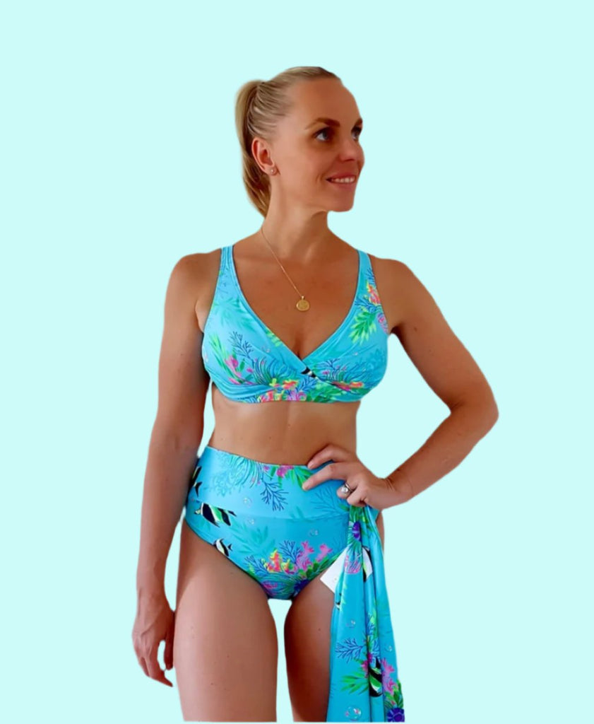 Women's High - Waisted Bikini Bottom - Marine Mirage - Tribe Tropical