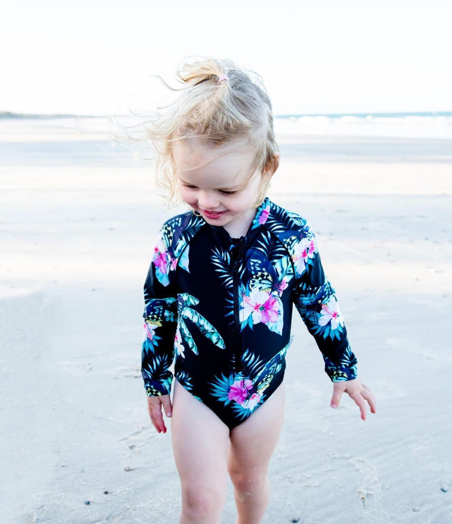 Baby Swimsuit With Snaps (Nappy Change) - Daintree Dusk - Tribe Tropical