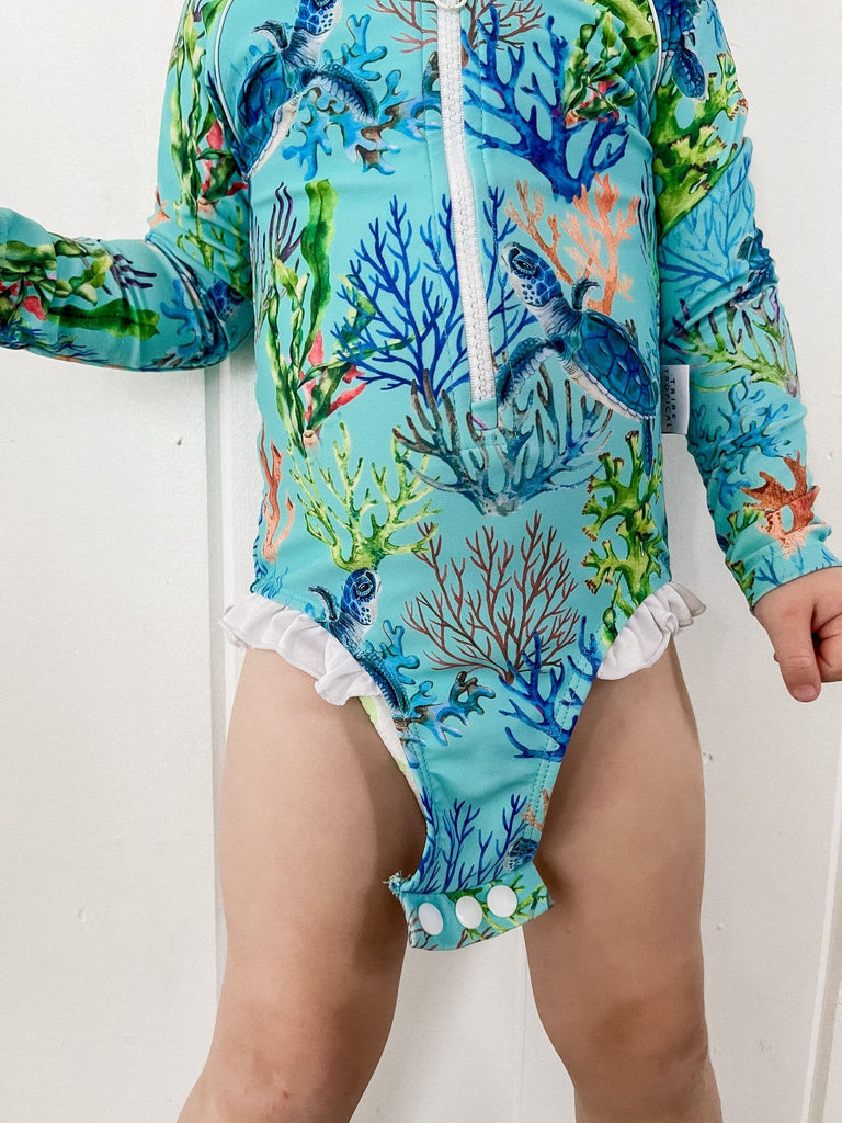 Baby Swimsuit With Snaps (Nappy Change) - Lady Elliot - Tribe Tropical